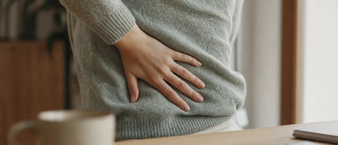 Käsi vajutab nimmele - märk, et selgroog ei saa tuge